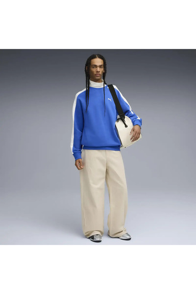 Puma T7 Relaxed Crew Mavi Erkek Sweatshirt