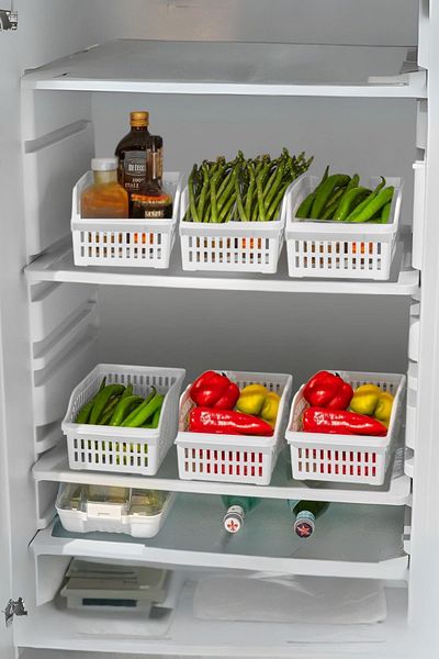 EWs 6-Piece Wide Refrigerator Organizer Organizer Multi-Purpose Cabinet Organizer White 20X30X14 cm