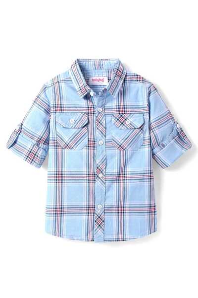 Babyhug Cotton Woven Full Sleeves Check Shirt - Blue