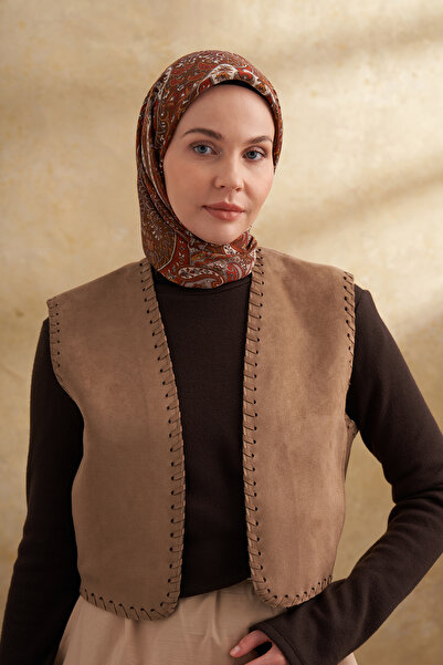 ARMANDA Floş Viscosa Bahia Pattern Scarf - Brown