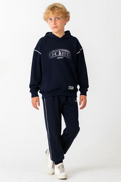AHENGİM Boys New York Printed Bottom Top Tracksuit Set Ak7886