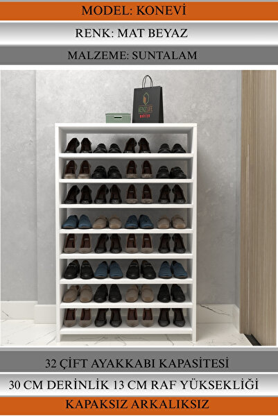 Kenzlife Ayakkabılık Konevi Mat Beyaz Suntalam 125*080*30 Otuziki Çift Ayakka...