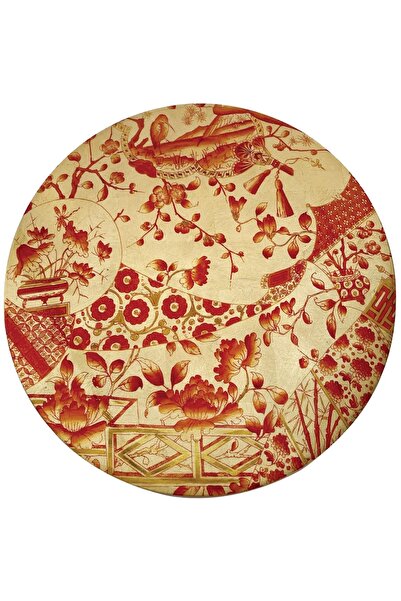 Caspari Χρυσοεπικαλυμμένα πορσελάνινα σουπλά με κοραλί & χρυσό, 1 τεμάχιο το ...