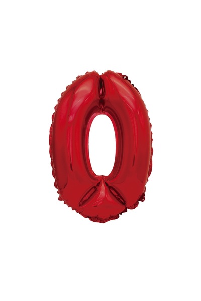 SDX Market Metallic foil balloon, Number 0, 100 cm, Red