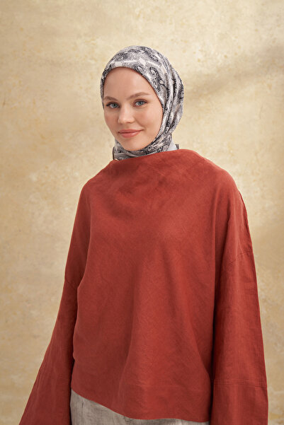 ARMANDA Floş Viscos Gaia Pattern Scarf - Silver