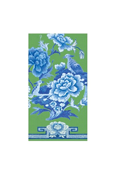 Caspari Green And Blue Plate Guest Towel Napkins 15 Per Package
