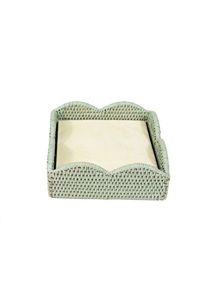 Caspari Suporturi pentru servetele de prânz din ratan în verde 1 suport pentr...