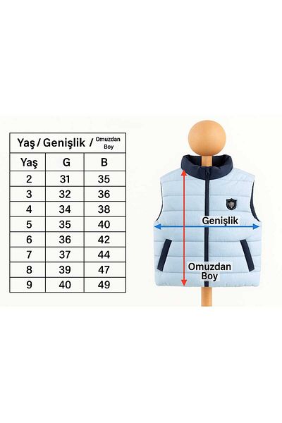 GAMZEAKKUŞ Children's Fleece Lined Inflatable Vest - Blue