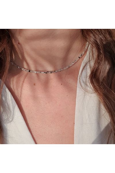 Abundo Basics moonstone and 925 silver necklace, 40 cm