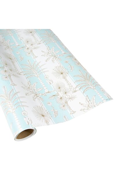 Caspari Southern Palms in Robin's Egg & White Gift Wrap 1 Continuous Roll of ...