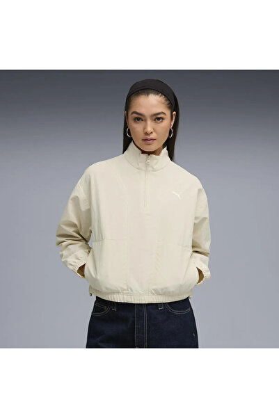 Puma HER Woven Half-Zip Crew Krem Kadın Sweatshirt