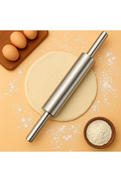 morponi Profesyonel Pratik Çelik Hamur Açma Merdanesi Ergonomik Kulplu