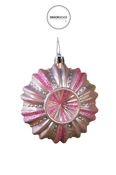 Dekorsende New Year's Ornament Luxury Shiny Ball Set of 2 Pink 10 cm