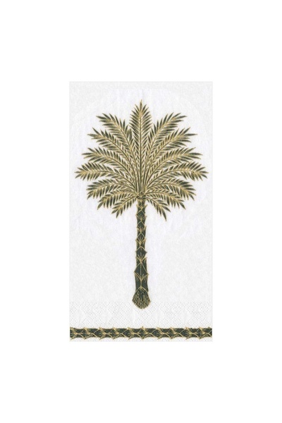 Caspari Grand Palms Paper Guest Towel Napkins in Black - 15 Per Package
