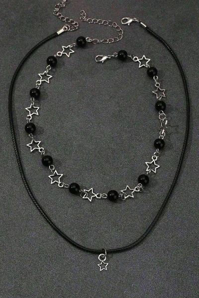 Karakedi Star Drawstring 2-Piece Vintage Style Necklace