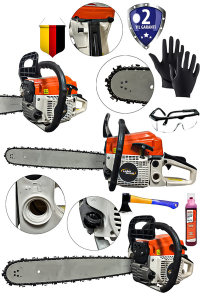 Lieber German LGT5800 Benzinli 2.1Hp Magnezyum Karter Zincirli Ağaç Odun Kesm...
