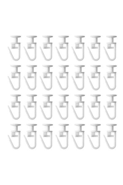 NUODWELL Set of 100 Curtain Hooks, NUODWELL, Silent, Easy to Install and Detachable, Plastic, White