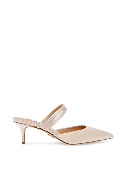 Steve Madden Womens Karlie Champagne Satin Heels