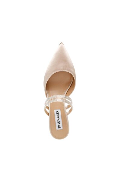 Steve Madden Womens Karlie Champagne Satin Heels