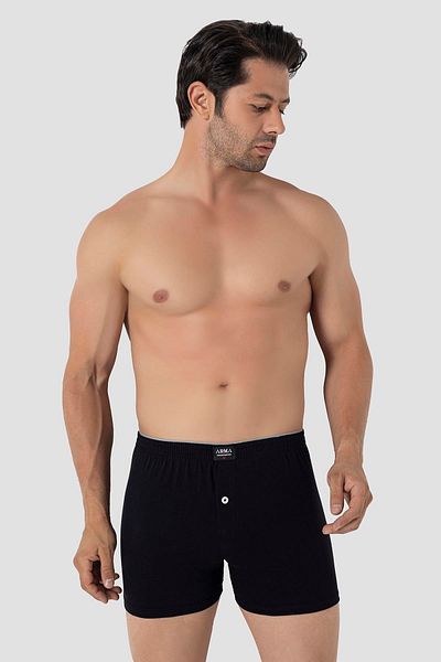 Arma Yıldız 3 Pack Men's Large Size Boxer Black 100% Cotton Combed Cotton Wide Fit Battal Size Underwear