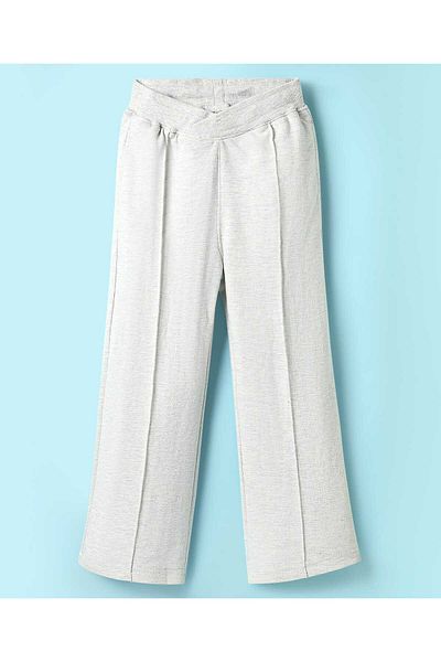 Pine kids Cotton Knit Full Length Solid Lounge Pant - Light Grey