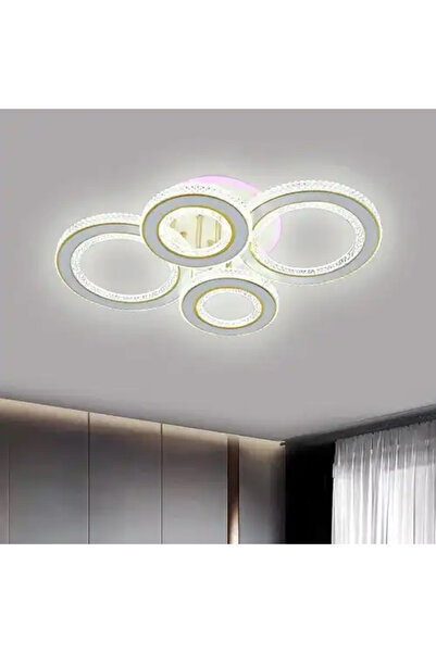 LED CONCEPT Lustra LED cu 3 tipuri de lumina + RGB si telecomanda, alba, rotu...