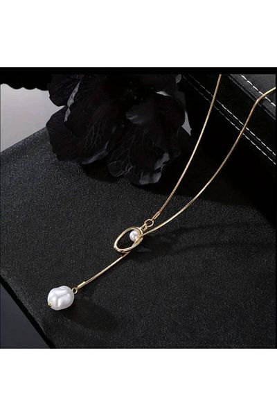 STEELVA Stylish Minimalist Long Layered Alloy Gold Necklace