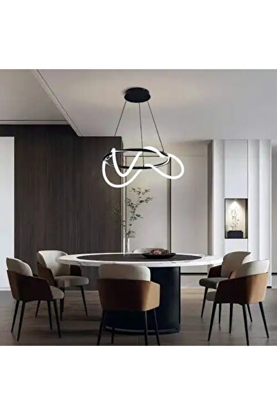 LED CONCEPT Lustra LED cu 3 tipuri de lumina si telecomanda, neagra, rotunda,...