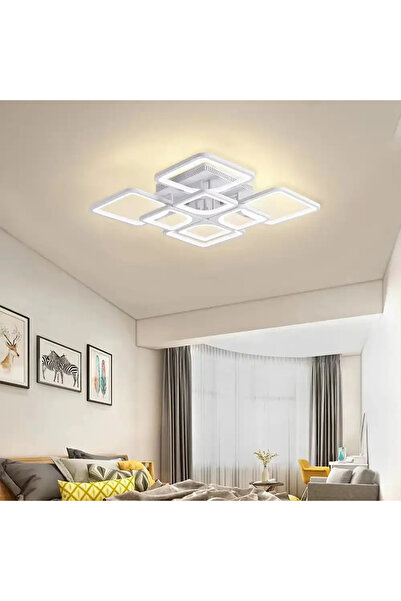 LED CONCEPT Lustra LED cu 3 tipuri de lumina si telecomanda, alba, patrata, 2...