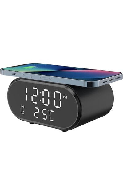 OEM Ceas Electronic LED, Afisaj Digital, Functie Incarcator Wireless Fast Charge 15W, Alarma, Termometru