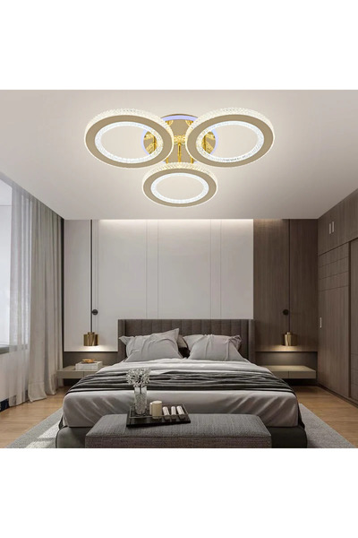LED CONCEPT LED chandelier with 3 types of light + RGB and remote control, 58W, dimmable, gold