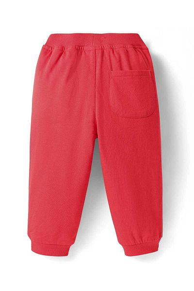 Babyhug Cotton Looper Knit Full Length Lounge Pant With Text Print - Red