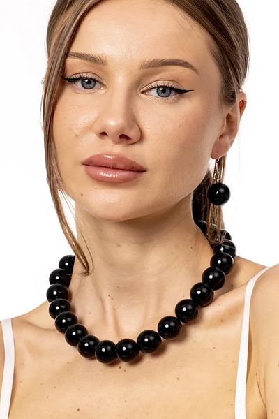 New Obsessions Large Beaded Necklace Earring Set - 20mm Beaded