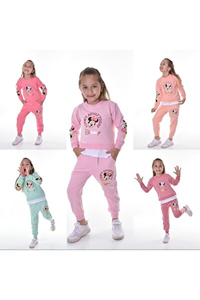 Lunays Monkey Printed Girl's Set of 2 Salmon Color