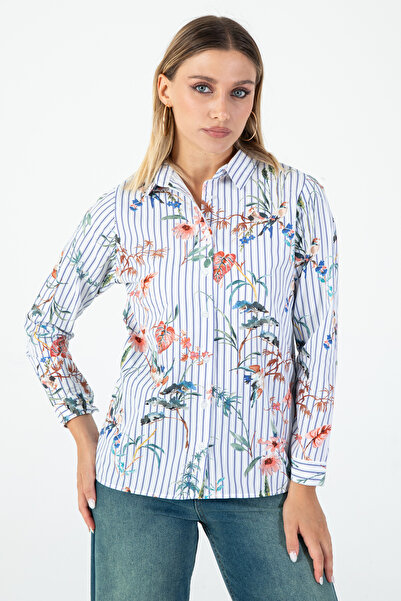 Nuevo Γυναικείο πουκάμισο με ριγέ σχέδιο λουλουδιών – Μακρυμάνικο, άνετη εφαρ...