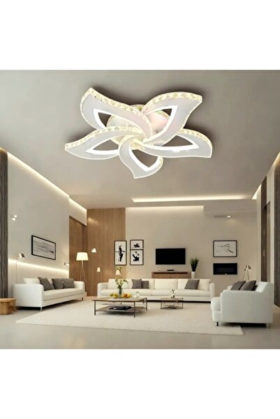 LED CONCEPT LED chandelier with 3 types of light + RGB and remote control, white, round, 76W, dimmable, 60x60x8cm
