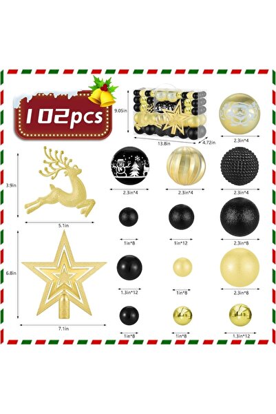 OEM Set 102 globuri pentru bradul de Craciun, alb si auriu