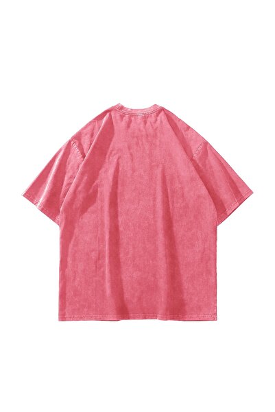 Sekizbiraltı Howdy Cows Printed Oversize Unisex Πλενόμενο ροζ μπλουζάκι