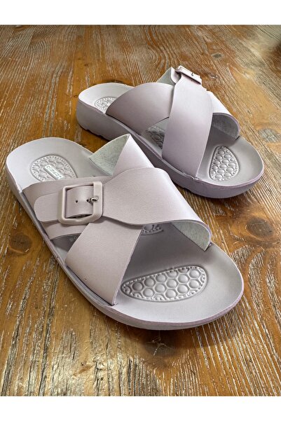 GEZER Summer Women's Comfortable Sole Faux Leather Double Buckle Adjustable Daily Slippers