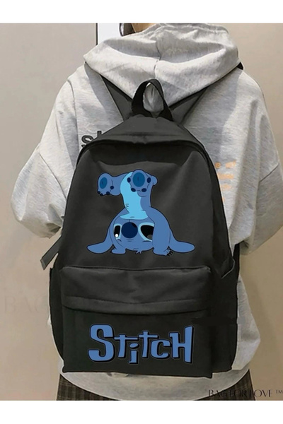 1blood Stitch Blue Reverse Double Printed School, Classroom, Course Backpack with Front Pocket