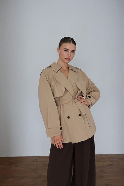 My Blog Trench scurt Camel Miyabi cu detaliu de curea - 7556