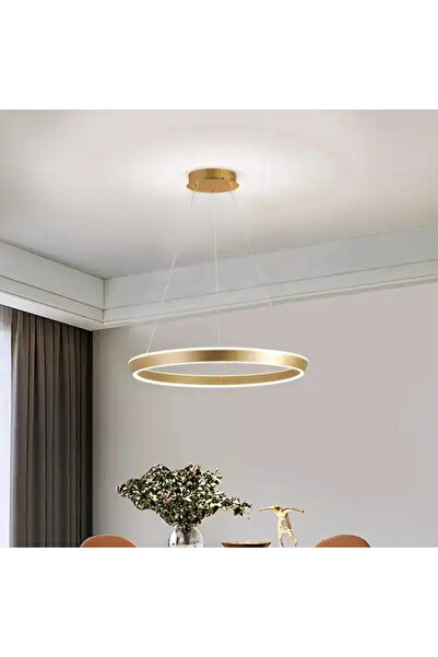 LED CONCEPT Lustra LED cu 3 tipuri de lumina si telecomanda, aurie, rotunda, ...