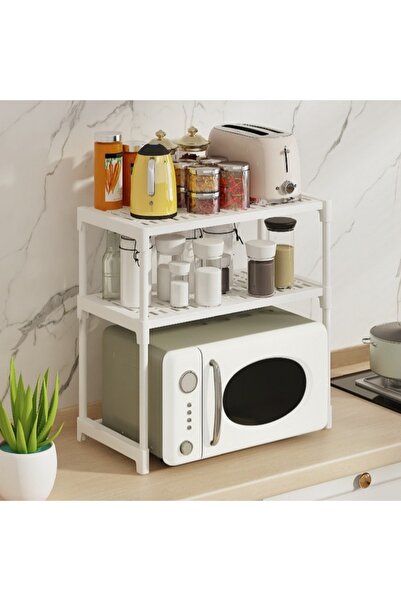 FOXMAG24 Raft extensibil, suport pentru cuptor cu microunde, multifuncțional pentru bucătărie/baie/dormitor, metal+plastic