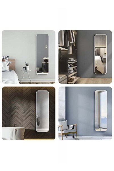 Taimi Wall Mirror with Aluminum Frame and Metal Bracket for Living Room Bathroom in White 120x30cm