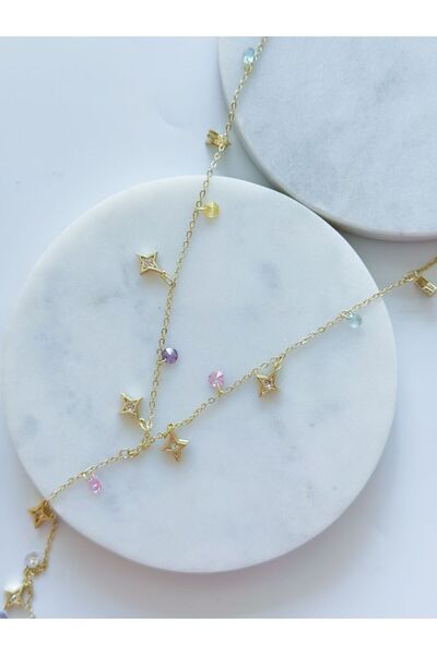 CHARMLUCKY RENKLİ TAŞ-YILDIZ Y KOLYE