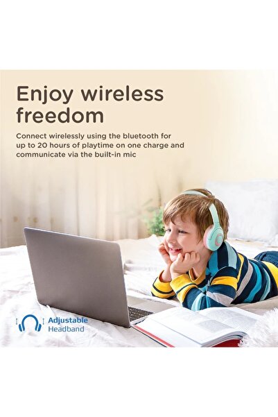 Promate Kids Wireless Headphones with Dual Mic, Wired/Wireless Mode, Volume Limit, AUX Sharing Port