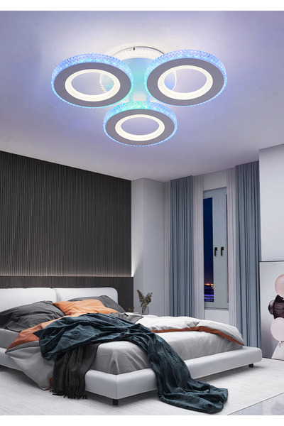 LED CONCEPT Lustra LED cu 3 tipuri de lumina + RGB si telecomanda, 76W, dimabila, alba