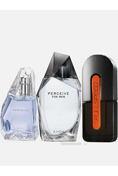 AVON Perceive 100ml Erkek Parfüm , Perceive EDP 50 ml Kadın Parfüm ve Fullspeed Erkek EDT 75 ml 3 lü Set