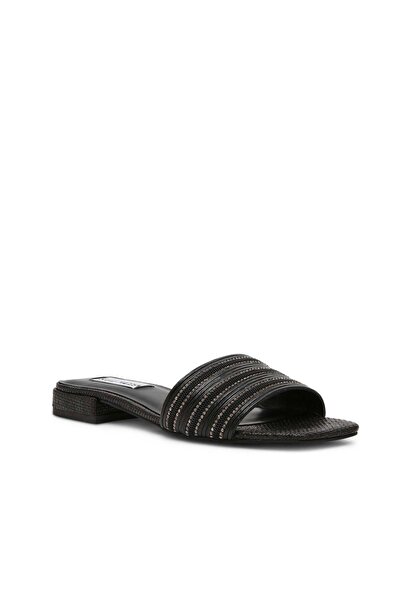Steve Madden Womens Stopper Black Flat Sandals