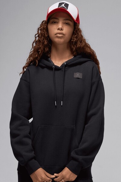 Nike Jordan Flight Fleece Po Loose Fit Womens Hoodie Women's Hooded Sweatshirt Black